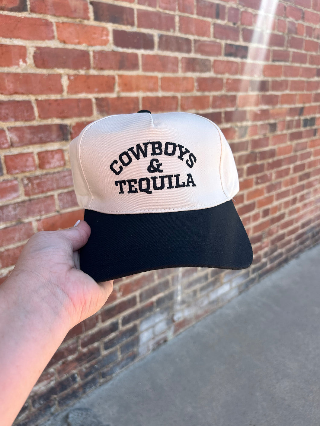 Ivory & Black Cowboys & Tequila embroidered hat