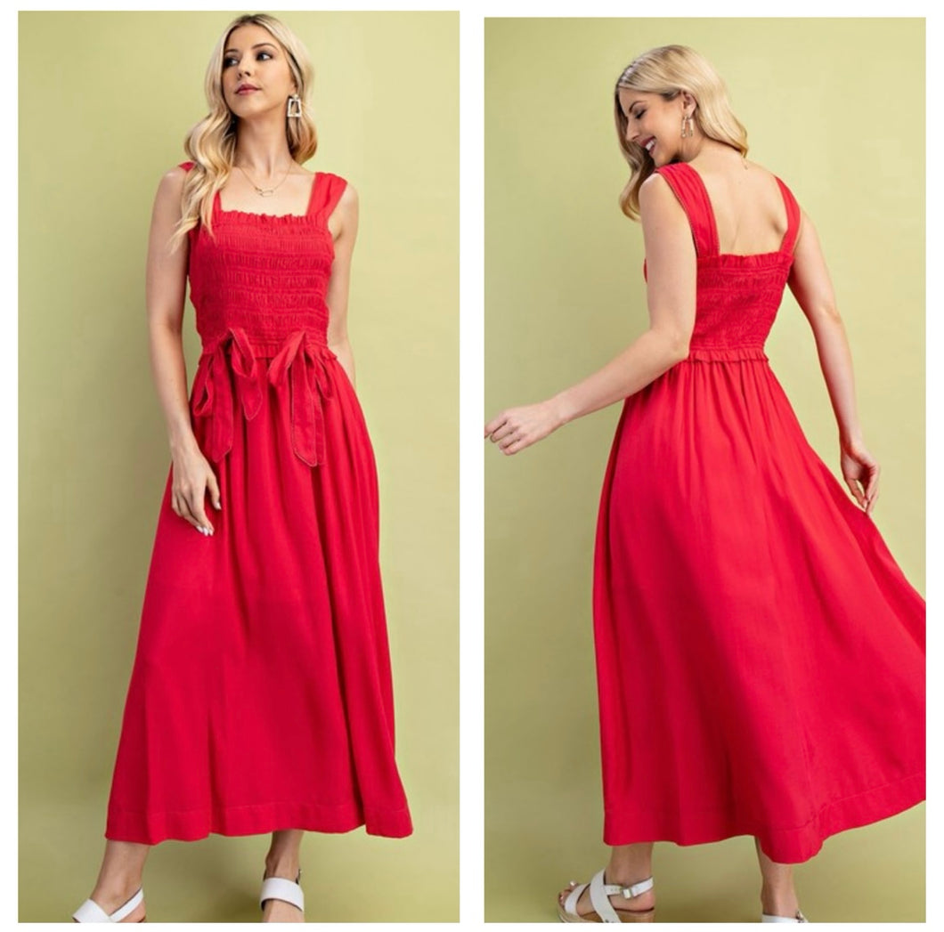 Red bow maxi dress