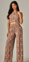 Load image into Gallery viewer, Mocha &amp; brown ribbed medallion 2pc pant set
