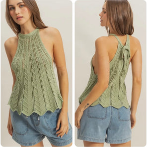 Sage green knit tank top