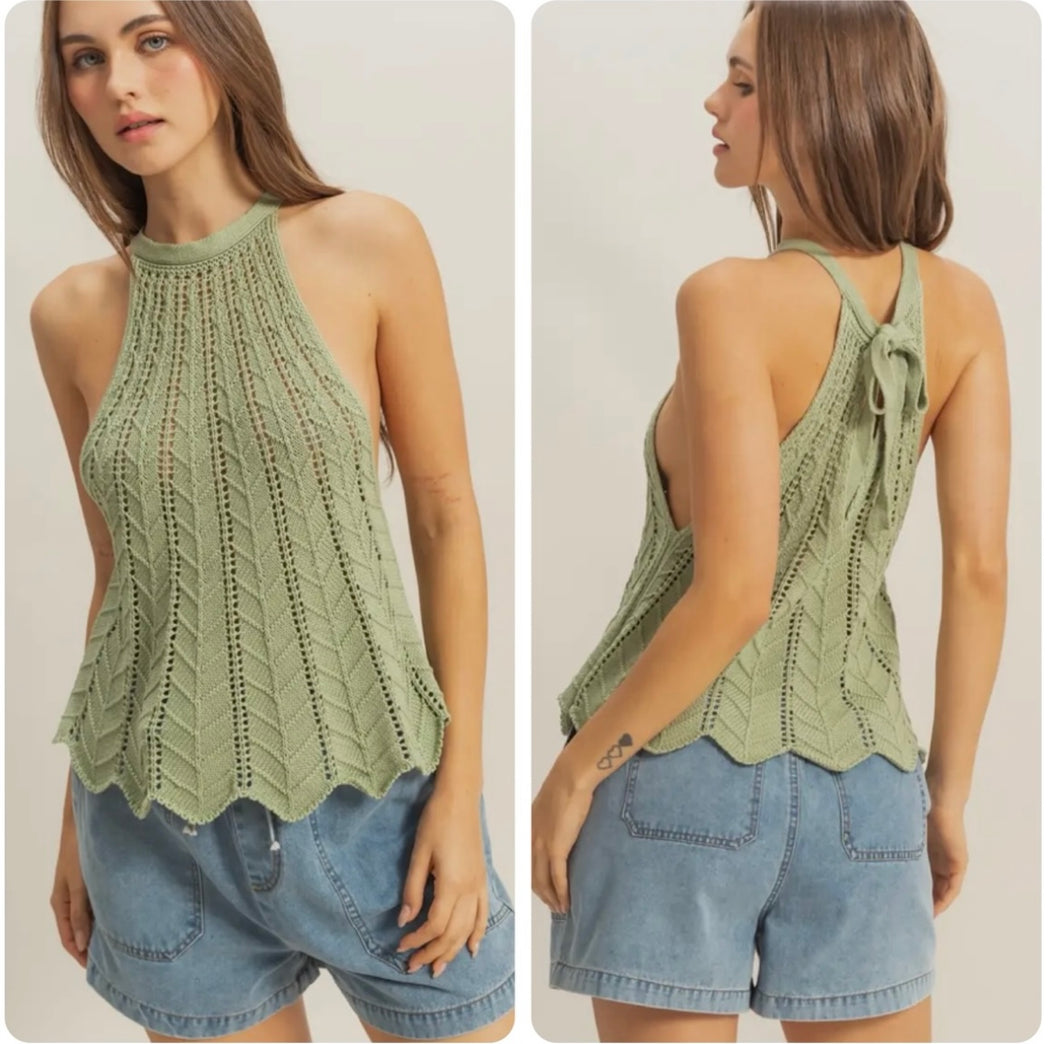 Sage green knit tank top