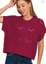 Load image into Gallery viewer, Burgundy sweater knit short sleeve top
