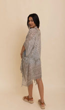 Load image into Gallery viewer, Sage green &amp; ivory medallion kimono with tassel accent
