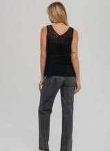 Load image into Gallery viewer, Black open knit crotchet tank top
