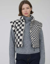 Load image into Gallery viewer, Black &amp; white checkered puffer vest
