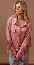Load image into Gallery viewer, Pink suede fringe western jacket
