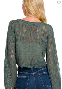 Ash jade open knit crotchet sweater