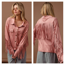 Load image into Gallery viewer, Pink suede fringe western jacket
