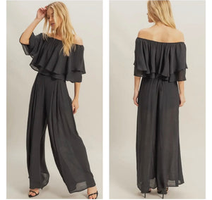 Black short sleeve 2 piece pant set