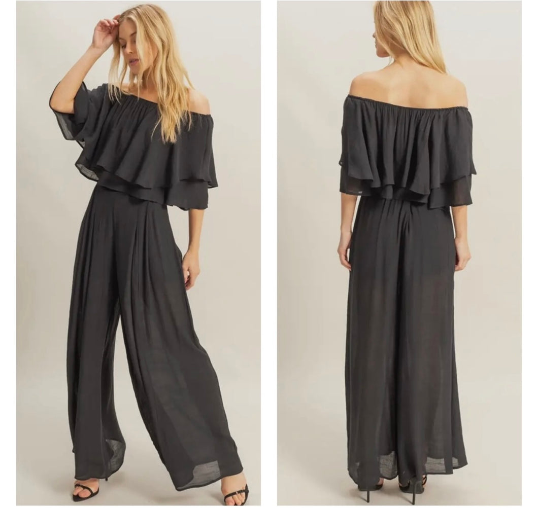 Black short sleeve 2 piece pant set