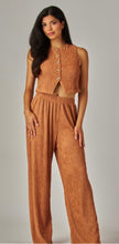 Load image into Gallery viewer, Saddle Brown Crinkled vest &amp; palazzo 2pc set
