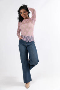 Bubble gum pink lace mesh tank