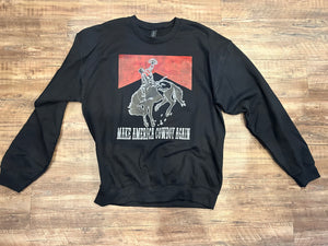 Black & red make America cowboy again crewneck