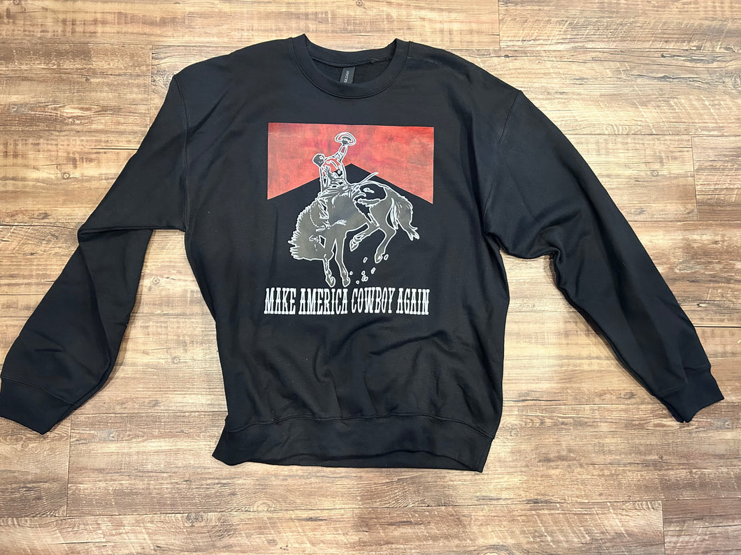 Black & red make America cowboy again crewneck