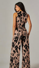 Load image into Gallery viewer, Mocha &amp; Black floral ribbed 2pc tank &amp; pant set
