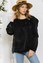 Load image into Gallery viewer, Black satin long sleeve top
