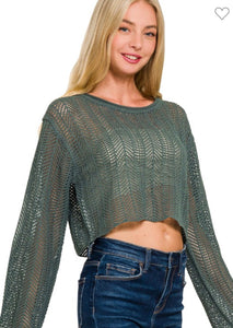 Ash jade open knit crotchet sweater