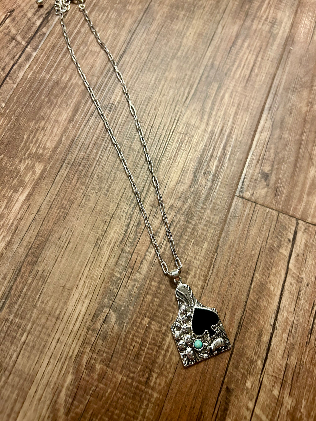 Cattle tag spade necklace
