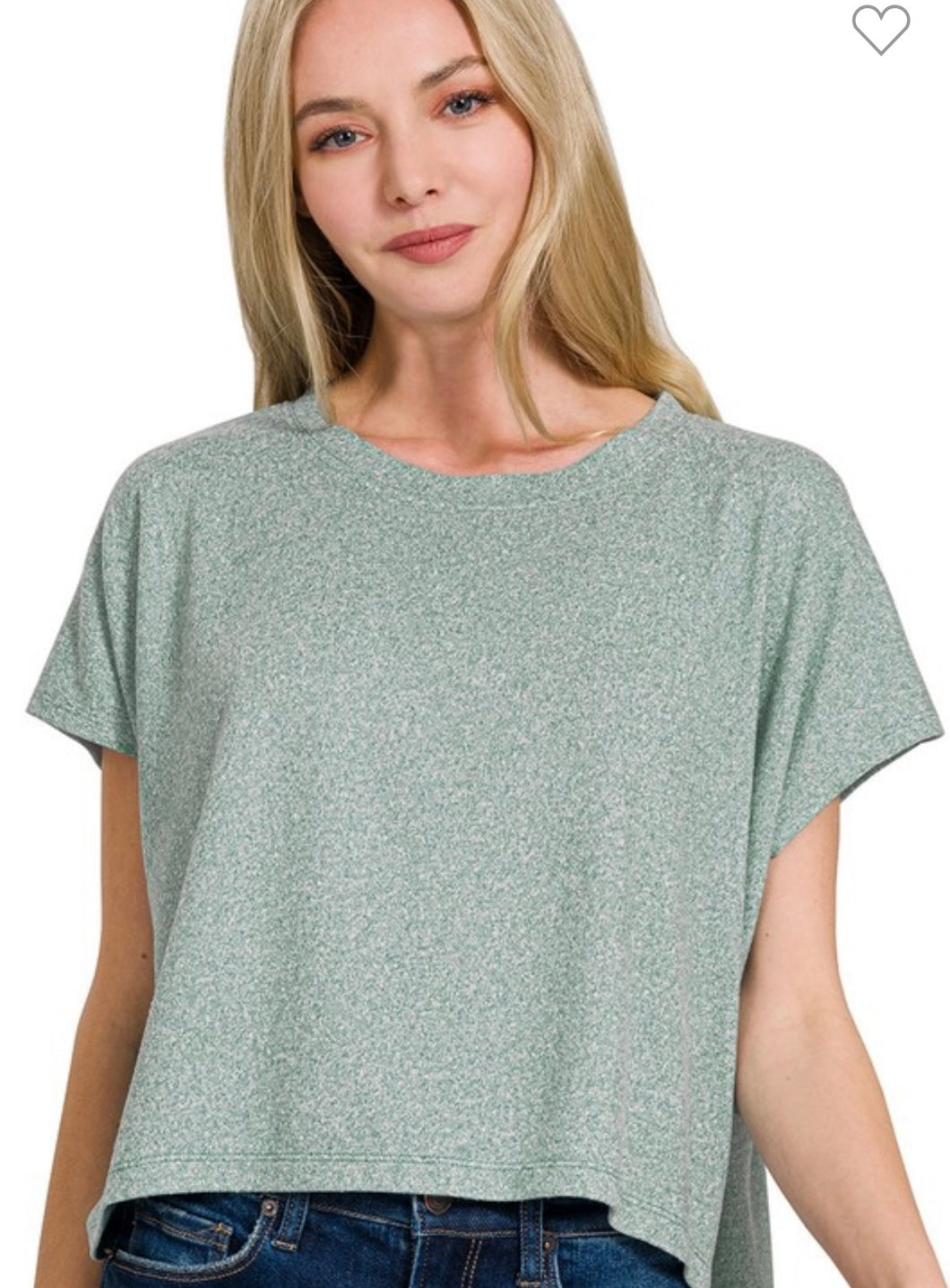 Teal & white heathered short sleeve top