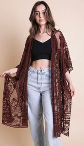 Chocolate brown lace kimono
