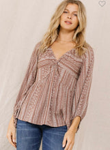 Load image into Gallery viewer, Mocha &amp; cream floral long sleeve top
