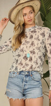 Load image into Gallery viewer, Cream &amp; black bucking horse mesh top
