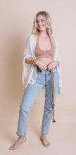 Load image into Gallery viewer, White crochet fringe kimono
