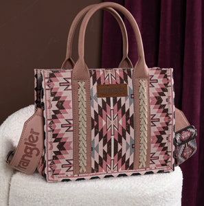 Wrangler Pink, cream & grey Aztec tote