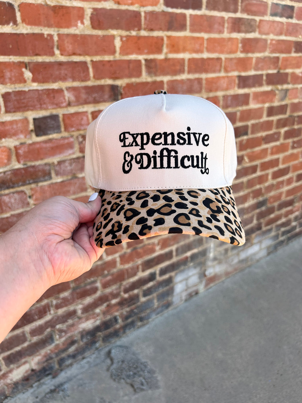 Ivory & Leopard Expensive & Difficult embroidered hat