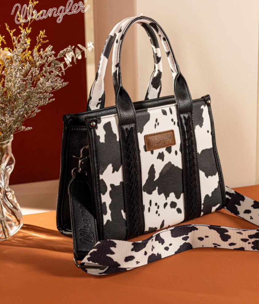 Black & White Cowprint Wrangler Tote