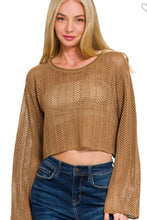 Load image into Gallery viewer, Saddle brown open knit crotchet top
