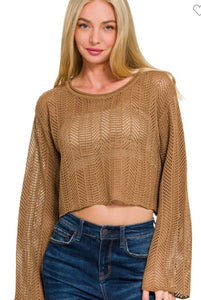 Saddle brown open knit crotchet top