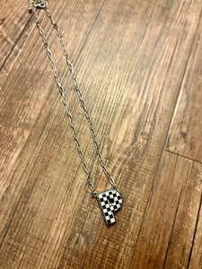 Checkered Initial Necklaces