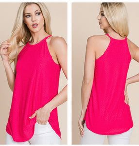 Hot pink Swiss dot tank top