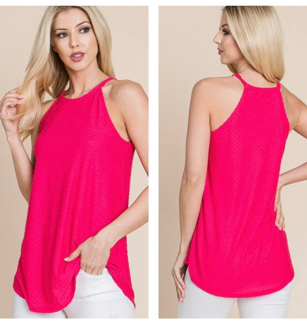 Hot pink Swiss dot tank top