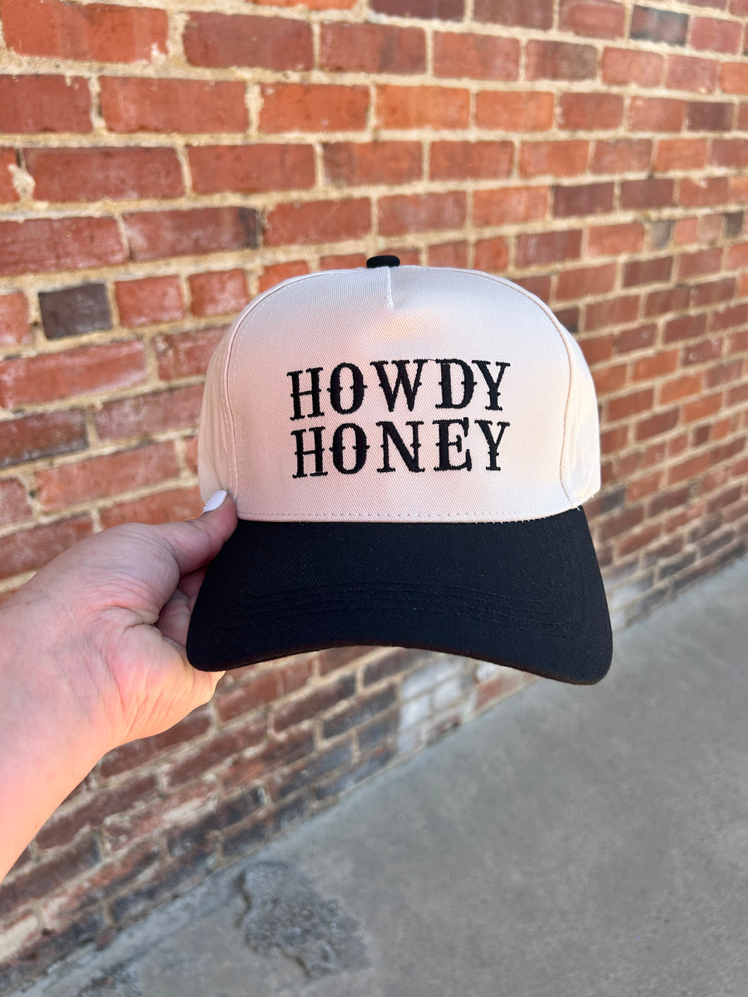 Ivory & Black Howdy Honey embroidered hat