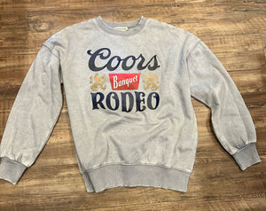 Light grey acid wash “Coors Banquet Rodeo” crewneck