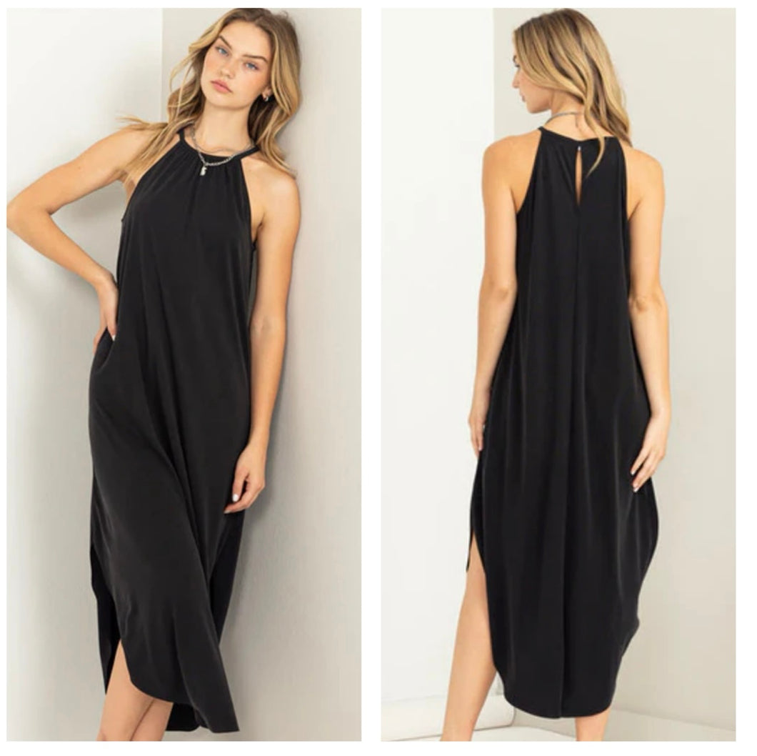 Black tank midi dress