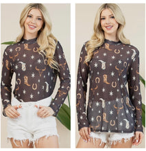 Load image into Gallery viewer, Black with saddle brown &amp; cream western mesh
