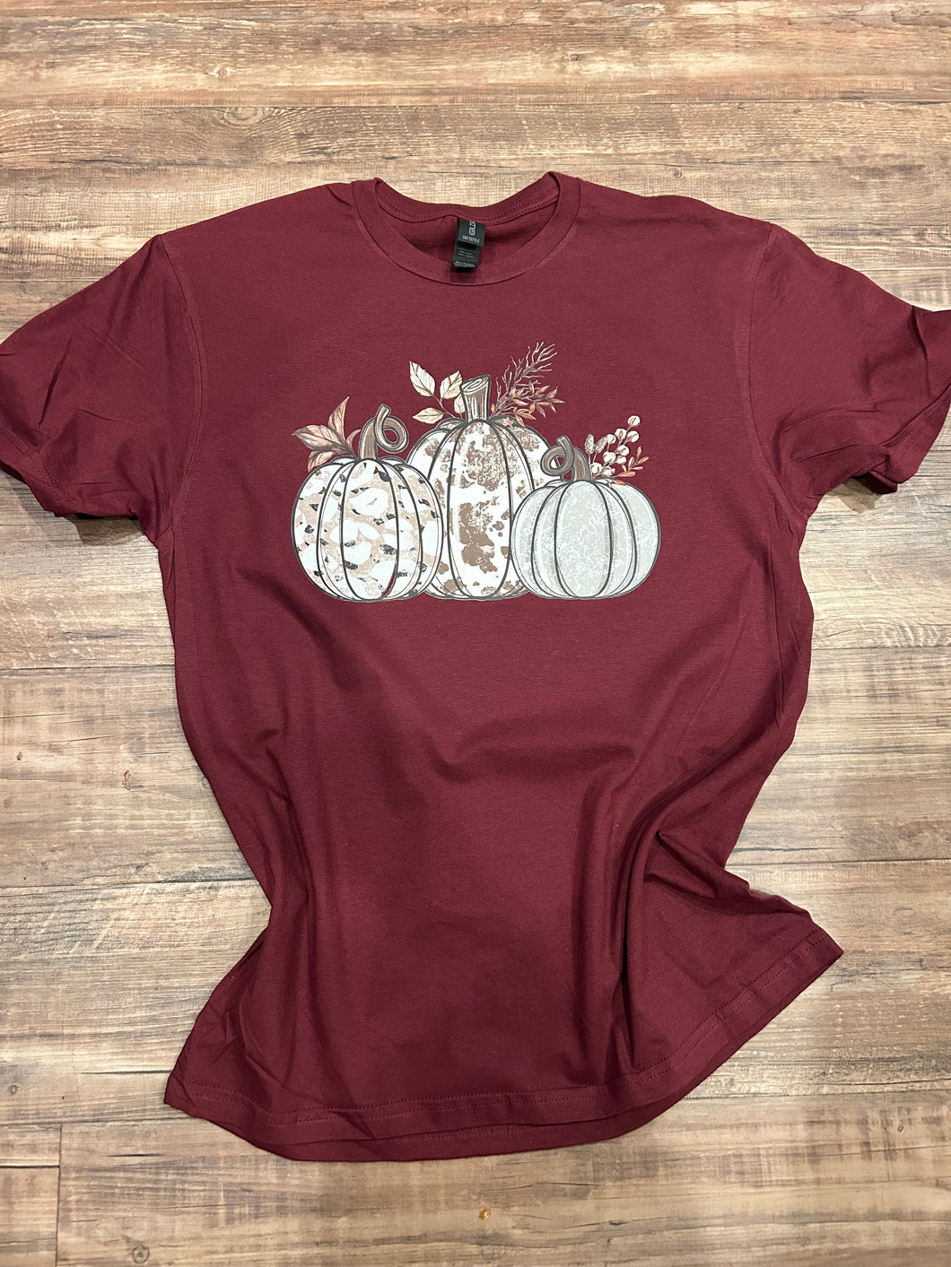 Maroon with cheetah, cow & floral fall pumpkin t-shirt