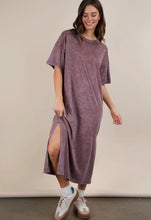 Load image into Gallery viewer, Eggplant acid wash t-shirt maxi dress

