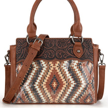 Load image into Gallery viewer, Brown Aztec sequin tooled purse Montana west
