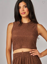 Load image into Gallery viewer, Brown with bling accent ribbed 2pc pant set
