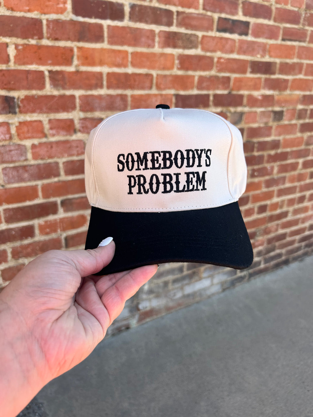 Ivory & Black Somebody’s Problem embroidered hat