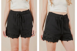 Black Gauze Shorts with Crotchet