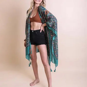 Jade & mocha floral kimono