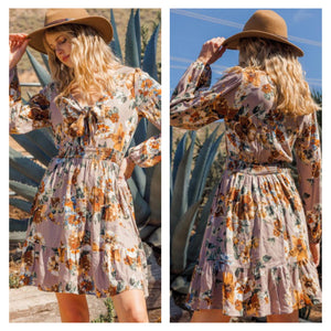 Fall floral long sleeve dress