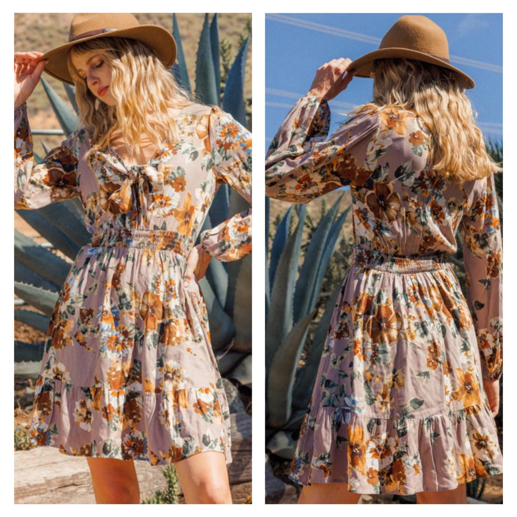 Fall floral long sleeve dress