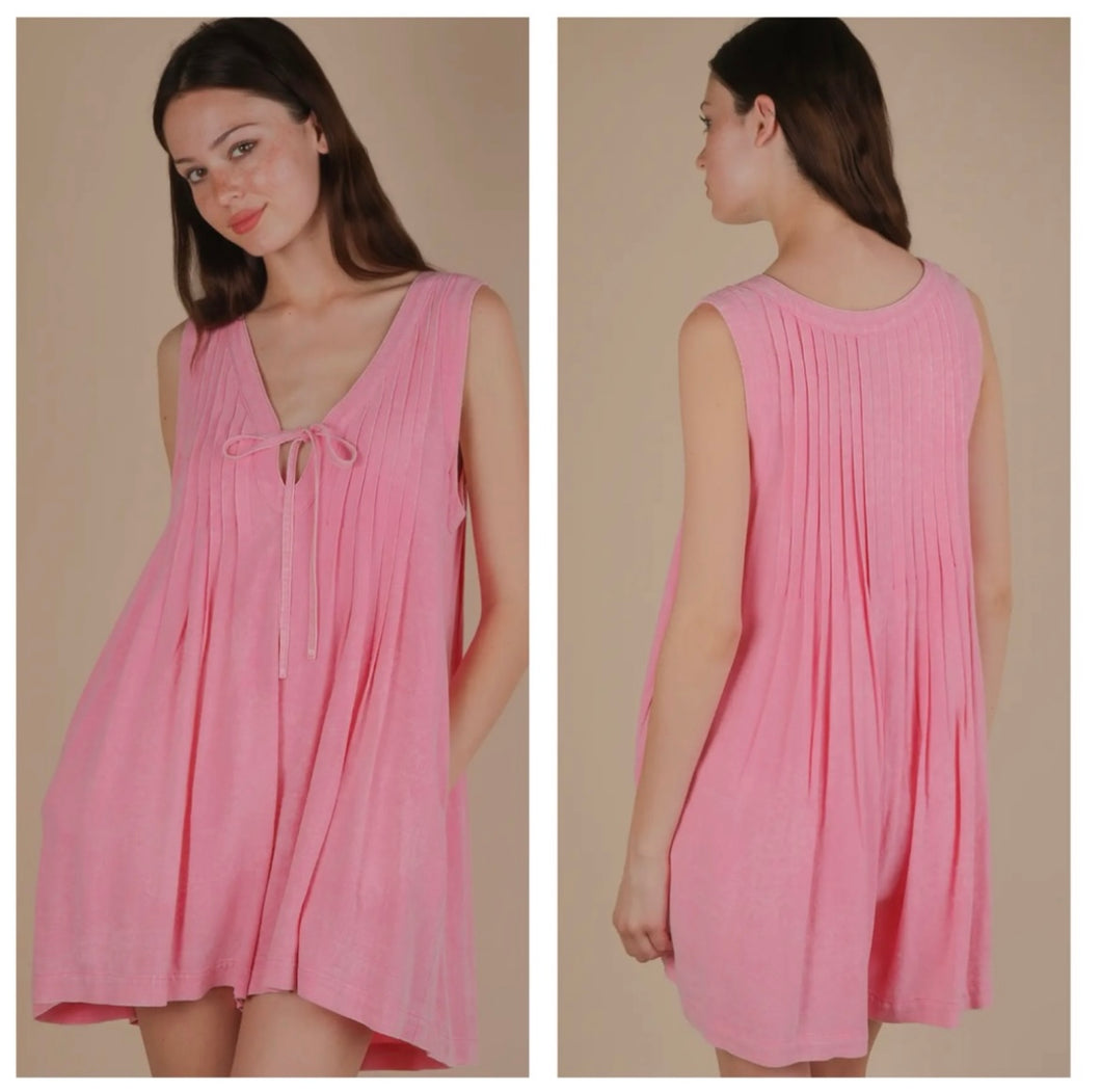 Candy pink acid wash romper