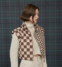 Load image into Gallery viewer, Mocha &amp; Brown checkered puffer vest
